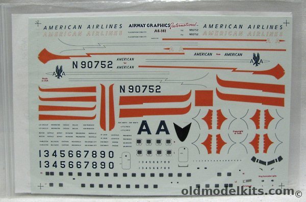 Airway Graphics 1/144 American Airlines DC-6B Decals -  Bagged, A4-141 plastic model kit